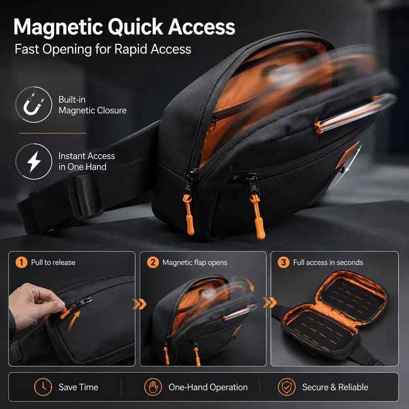 Magnetic Quick Draw Tactical G - Edc Concealed Carry Sling Bag recension och pris